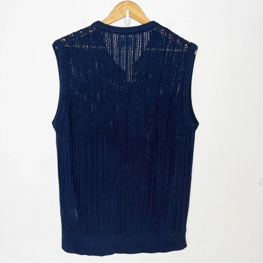 NWT Old Navy Cotton Knit Sweater Vest Sz L Blue